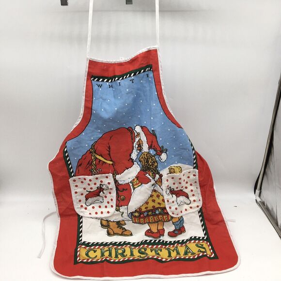 Christmas Apron White Christmas Santa With Child - Picture 1 of 4